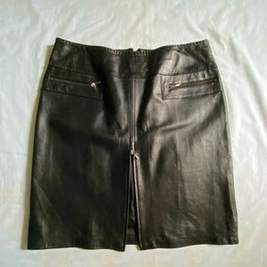 VS2 by Vakko Leather Skirt